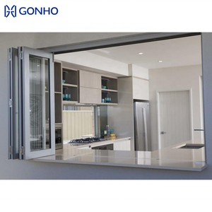 GONHO Design Aluminum AS2047 Standard Retractable Screen Mesh Horizontal Folding Bi-Fold Window And Door