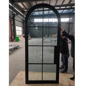French Ancient Interior Casement Double Tempered Glass Arch Door