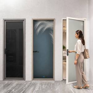 Modern Minimalist Interior Glass Door With Narrow Frame Aluminum Alloy Waterproof Design For Kitchen & Laundry Room