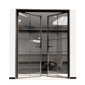 Born Doors And Windows Aluminum Black Frame Double Tempered Glass Living Room Casement Door